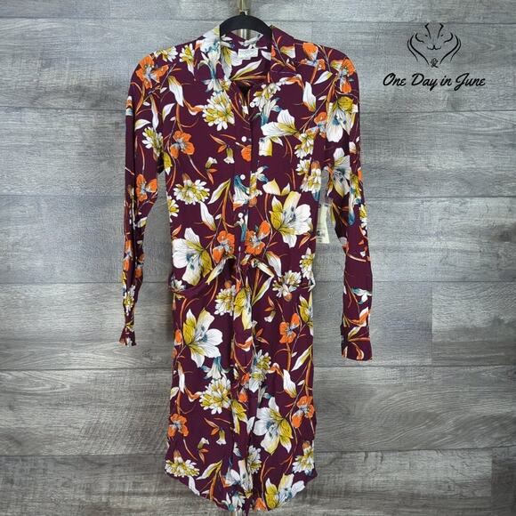 St. John's Bay Long Sleeve Button Front Tie Dress Size XS - Picture 1 of 7